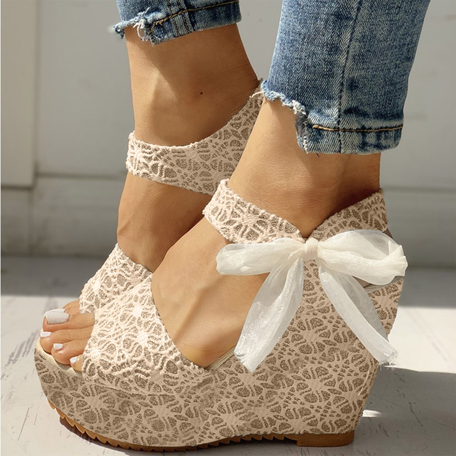 Veooy Open Toe Espadrille Wedges Braided Vamp Ankle Strap Sandals on Luulla