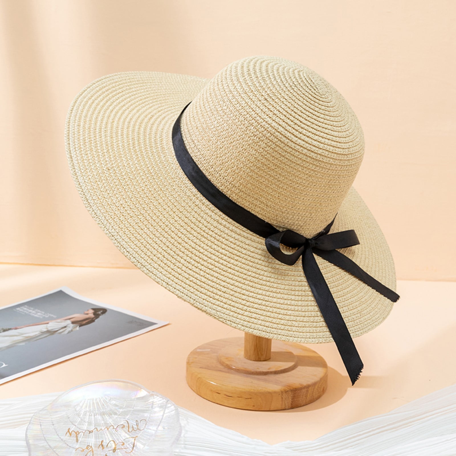 Ediodpoh Spring and Summer Women Beach Personality Holiday Casual Woven Sun Hat Sun Hats White, Women's, Size: One Size