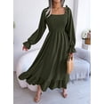 thumbnail image 1 of Spring And Summer Women's Casual Square Neck Flare Skirt Large Hem Ruffled Long Skirt, 1 of 7