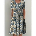 thumbnail image 1 of Spring And Summer Women's Elegant Large Skirt Round Neck Printed Short-sleeved Dress, 1 of 10