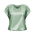 thumbnail image 1 of Spring And Summer Women's Short Sleeved Satin Shirt Loose Casual Round Neck T Shirt, 1 of 5