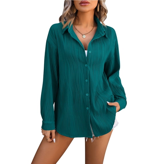Spring And Summer Women's Wavy Texture Loose Fashion Shirt