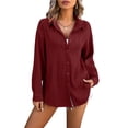 thumbnail image 1 of Spring And Summer Women's Wavy Texture Loose Fashion Shirt, 1 of 7