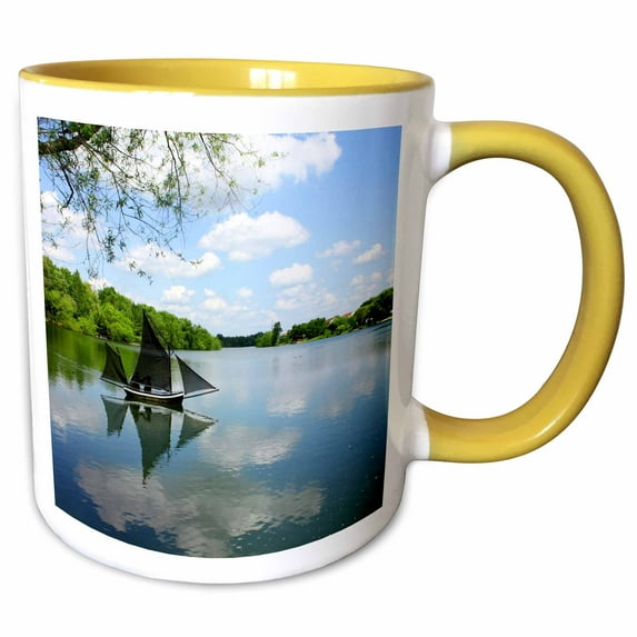 3drose, Spring and Sunny Days Spent on the Water, 11oz Two-tone Yellow Mug