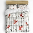 thumbnail image 1 of Spring Animal Twin Size Comforter Set, Country Red Bird White Tree Farm Soft Bedding for All Seasons, 4 Pcs Bed Set with 1 Comforter (68"x86") ,1Sheet(66"x116"), 2 Pillowcases (19"x29"), 1 of 7