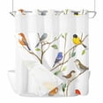 thumbnail image 1 of Spring Animals No Hooks Shower Curtain with Snap-in Liner Watercolor Bird Gradient Color Leaf Farmhouse Shower Curtains for Bathroom, Waterproof, Easy Install, Washable 72"x78", 1 of 9