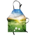 thumbnail image 1 of Spring Apron Dandelion Flower Field Meadow Rural Grass Vivid Sunset Clouds Idyllic Image, Unisex Kitchen Bib Apron with Adjustable Neck for Cooking Baking Gardening, Lime Green Blue, by Ambesonne, 1 of 3