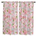 thumbnail image 1 of Spring Aqua Peach Blossom Small Curtain Rod Pocket Short Curtains Half Drapes Partition Cabinet Door Window Curtains Home Decor, 1 of 6
