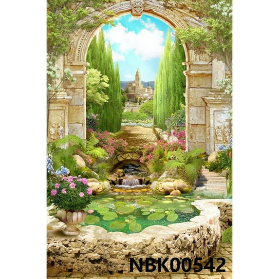 Spring Arch Pillar Royal Lake Sky Cloud Nature Scenery Backdrop Vinyl Photography Background For Photo Studio Photoph