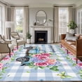 thumbnail image 1 of Spring Area Rug 5x8 Washable Rug Non Slip Truck Botanical Rose Leaves Blue White Plaid Large Area Rug Soft Stainresistant Indoor Floor Carpet for Living Room Bedroom Home Office Dining Room Nursery, 1 of 8