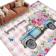 thumbnail image 1 of Spring Area Rugs Collection 6'x9', Truck Botanical Rose Leaves Butterfly Pink Lattice Non Slip Indoor Rectangle Throw Runner Rug Floor Mat Carpet for Living Room Dining Table Bedroom Nursery, 1 of 9