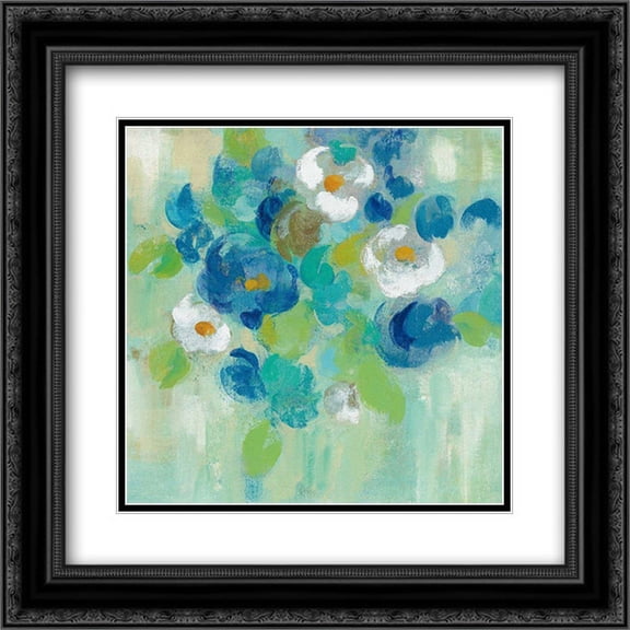 Spring Aroma III White Flowers 2x Matted 20x20 Black Ornate Framed Art Print by Vassileva, Silvia