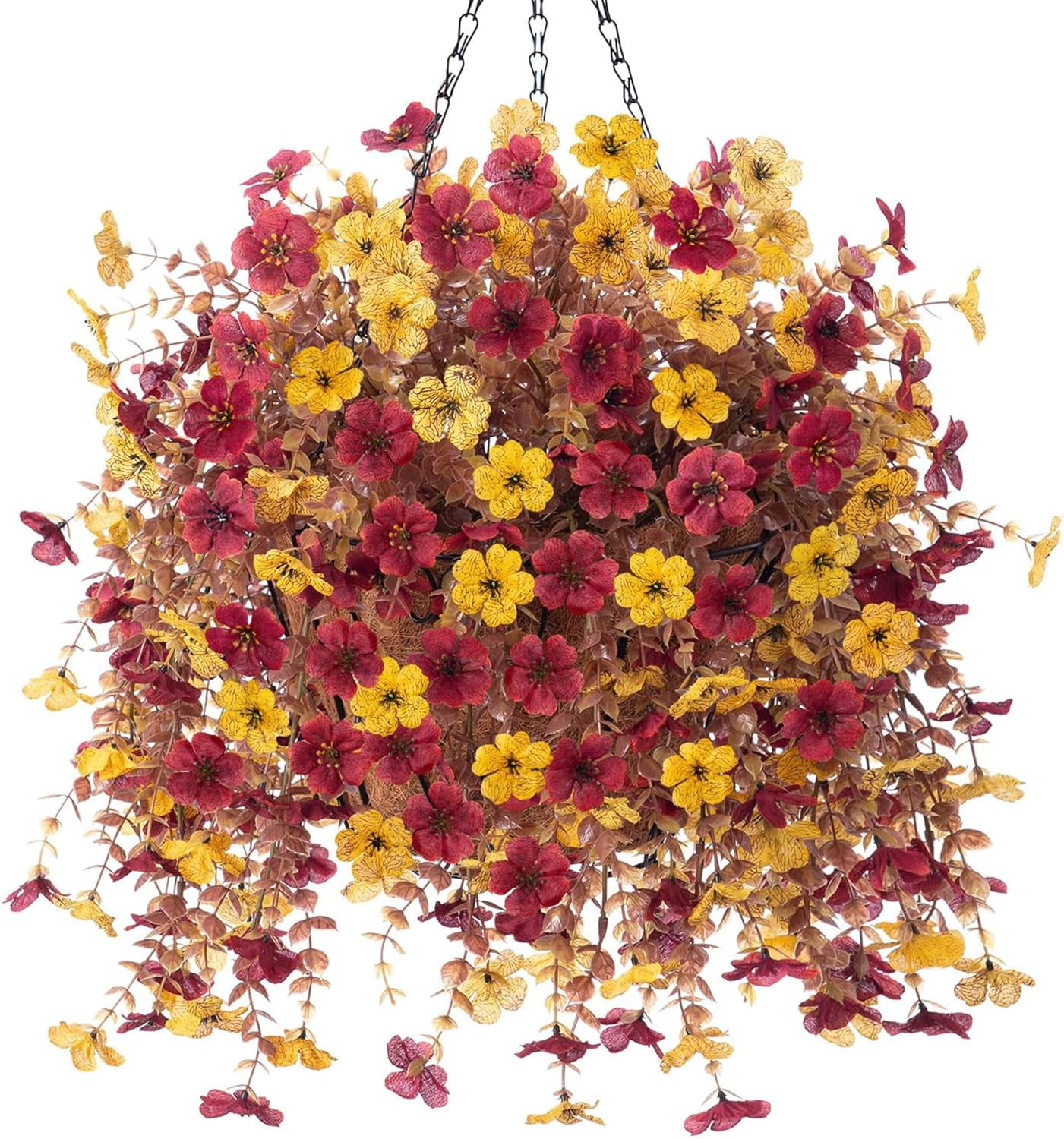Spring Artificial Fake Hanging Flowers Plants with Basket Summer ...