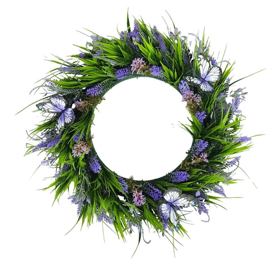 Spring Artificial Flower Wreath, Artificial Daisy Lavender Spring Wreath, Mixed Floral Spring Wreath Grapevine Base, Indoor Outdoor Porch Window Wall Home Decor