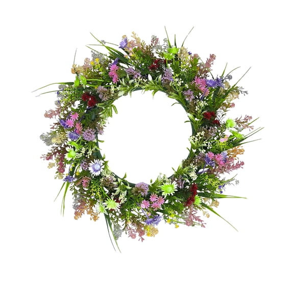 Spring Artificial Flower Wreath, Artificial Daisy Lavender Spring Wreath, Mixed Floral Spring Wreath Grapevine Base, Indoor Outdoor Porch Window Wall Home Decor