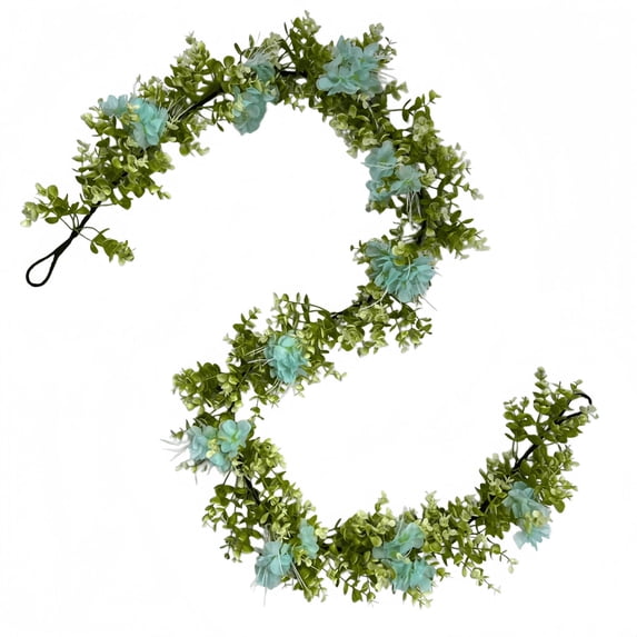 Spring Artificial Flowers Garland, 70 inch Fake Eucalyptus Vine Cherrys Blossoms Hanging Garland Rattan for Mantle Fireplace Wedding Indoor Outdoor Home Decor
