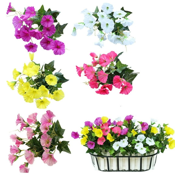 Spring Artificial Flowers Outdoors, Artificial Faux Petunia Flower Bouquet Simulation Succulent Plants For Outdoors, Uv Resistant Fake Hanging Plants Flowers Walmart Pallets