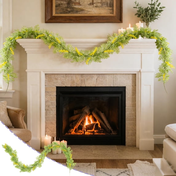 Spring Artificial Rattan, Simulation Flower Vines with Greenery, Outdoor Wedding Wreath Decoration, Wall Hanging Ornament, Full Green Garland