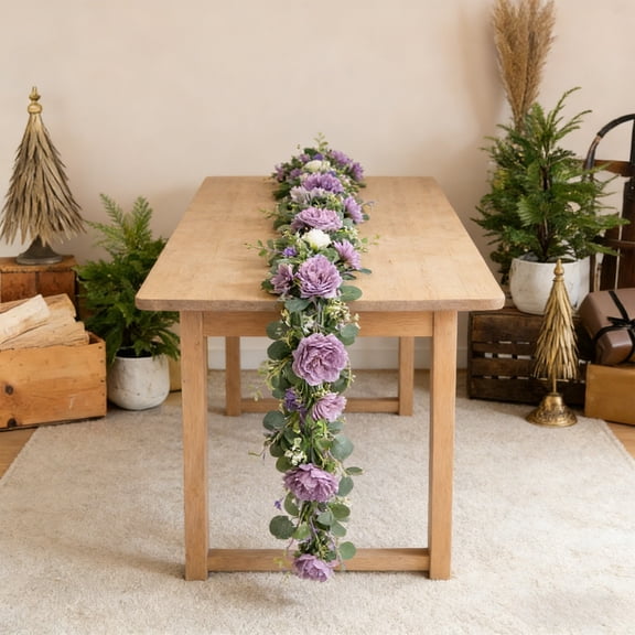 Spring Artificial Roses Vines Rattan Garland Door Decorations with Roses Branches Leaves for Indoor Outdoor Home Patio Porch Mantel Wall Room Ornament 5.9ft 71in Simulation Garland Decor