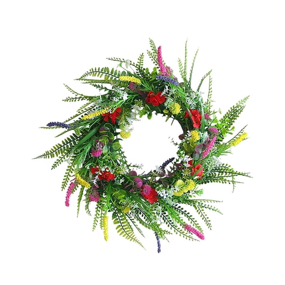 Spring Artificial Wildflower Wreath, 2026 New Lavender Wreath Rustic Spring Decor, Front Door Spring Wreath, for All Season Porch Wall Wildflower Decor 15.8" Home Decor Happy 2026!