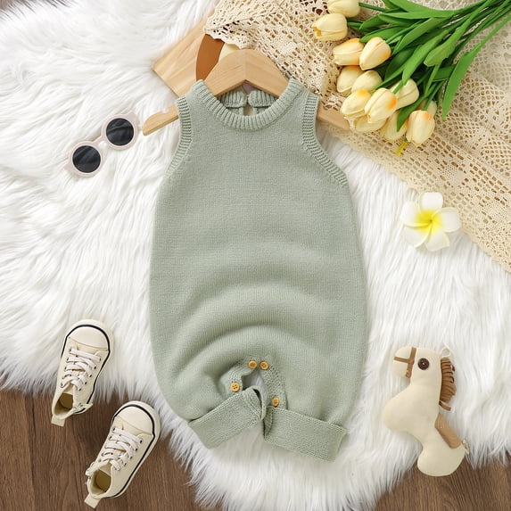 Spring Autumn Baby Boys Girls Rompers Clothes 0-18m Newborn Infant Unisex Candy Color Knit Jumpsuits Overalls One Pieces Outfits