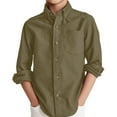 thumbnail image 1 of Spring Autumn Kids Long Sleeve Plain Button Blouse Boys Children Solid Tops with Pocket for 5-14 Years, 1 of 5
