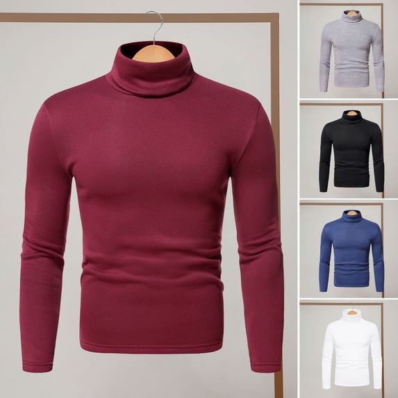 Spring Autumn Men Fitness Top Slim Fit High Collar Stretchy Long Sleeves Solid Color Pullover Fitness Sport Top Winter Bottoming Clothes