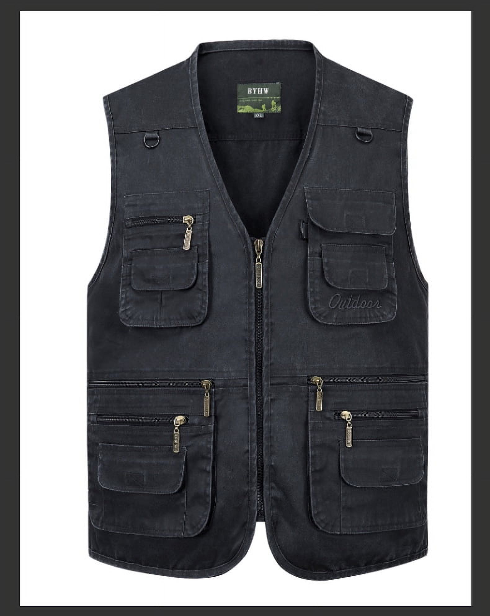 Spring Autumn Men's Cowboy Vest Cotton Polyester Multi Pocket Fishing