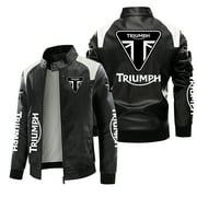 Spring Autumn Mens Motorcycle Leather Jacket Lightweight Transition Bike Outdoor Locomotive Coat - Triumph Motorcycle