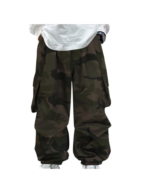 Spring Autumn Wide Leg Casual Camouflage Print Pants For Boys Street Style