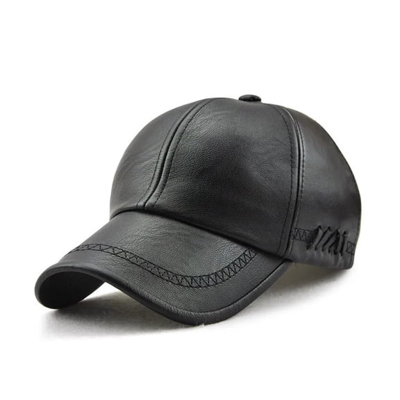 Spring Autumn Winter Dad Leather Caps Outdoor Leisure Baseball Cap Middle Aged Old Men PU Soft Street Style Leather Hat For Male ,Durable Quality