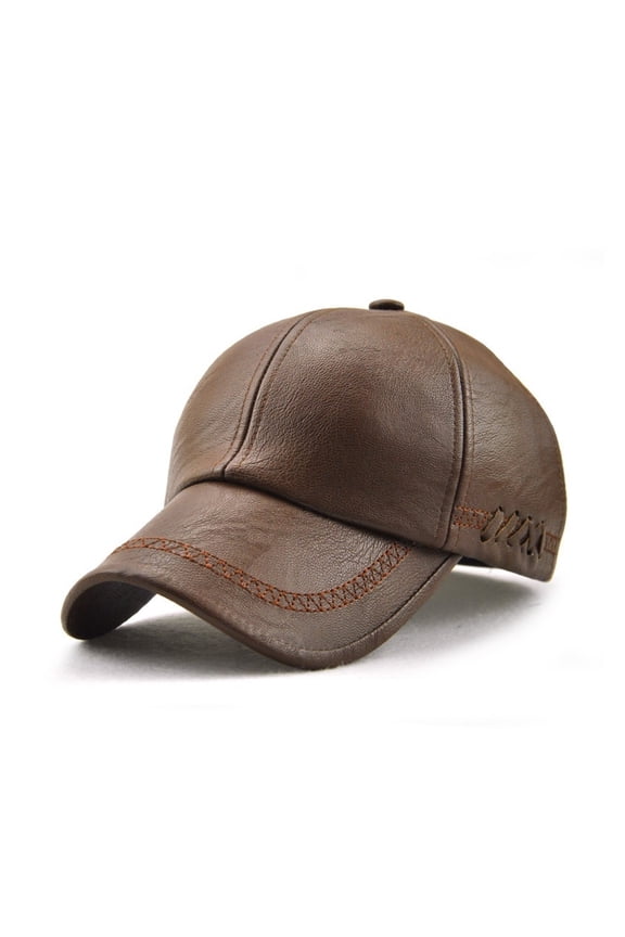 Spring Autumn Winter Dad Leather Caps Outdoor Leisure Baseball Cap Middle Aged Old Men PU Soft Street Style Leather Hat For Male ,Unique Design
