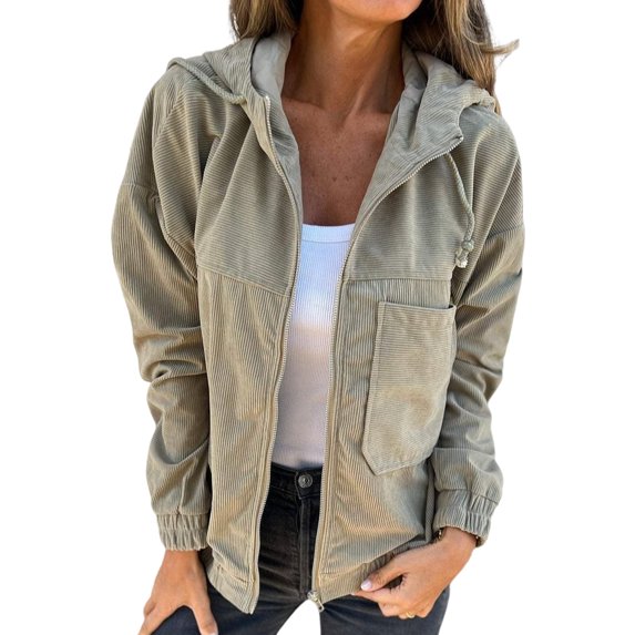 Spring Autumn Women Coat Loose Solid Color Zipper Closure Long Sleeves Hooded Cardigan Commuting Daily Wear Outdoot Jacket