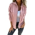 thumbnail image 1 of Spring Autumn Women Coat Loose Solid Color Zipper Closure Long Sleeves Hooded Cardigan Commuting Daily Wear Outdoot Jacket, 1 of 7