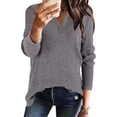 thumbnail image 1 of Spring Autumn Women Long Sleeved Solid Casual Cotton T-shirt, 1 of 5