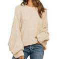 thumbnail image 1 of Spring Autumn Women Solid Crew Neck Casual Loose Batwing Sleeve Knit Sweater, 1 of 3