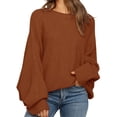 thumbnail image 1 of Spring Autumn Women Solid Crew Neck Casual Loose Batwing Sleeve Knit Sweater, 1 of 3