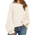 thumbnail image 1 of Spring Autumn Women Solid Crew Neck Casual Loose Batwing Sleeve Knit Sweater, 1 of 3
