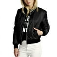 thumbnail image 1 of Spring Autumn Women Thin Jackets Tops Basic Bomber Jacket Long Sleeve Coat Casual O-neck Collar Slim Fit Outerwear, Black XXL, 1 of 2