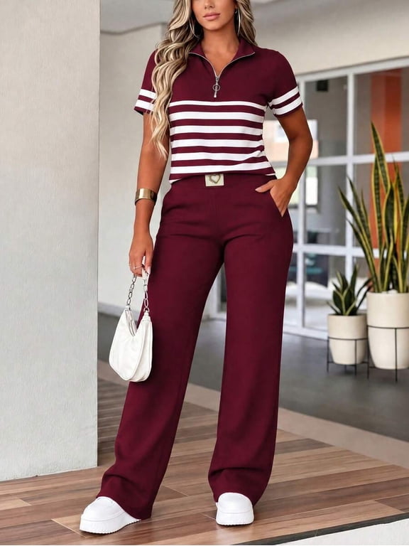 Spring/Autumn Women's Fashion Casual Home Style 2 Pieces Set Top, Airport Outfits Elegant Summer