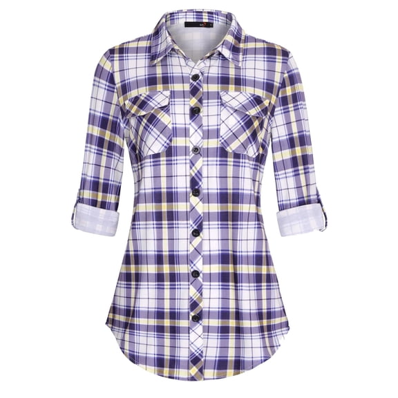Spring & Autumn Women's Gingham Shirt with Pocket and Button Comfortable, Casual Printed Design Suitable for Multiple Occasions, Available in Various Sizes, Easy Care Instructions