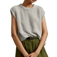 thumbnail image 1 of Spring Autumn Womens Sleeveless Knit Sweater Vest Crewneck Sweaters Ribbed Casual Loose Tank Tops, 1 of 5