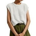 thumbnail image 1 of Spring Autumn Womens Sleeveless Knit Sweater Vest Crewneck Sweaters Ribbed Casual Loose Tank Tops, 1 of 5