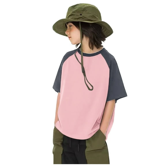 Spring Baby Boy Shirt Crewneck Solid Color T Shirt Top Oversized Soft Cute Top for Summer Outdoor Activities,Pink,2-3 Years
