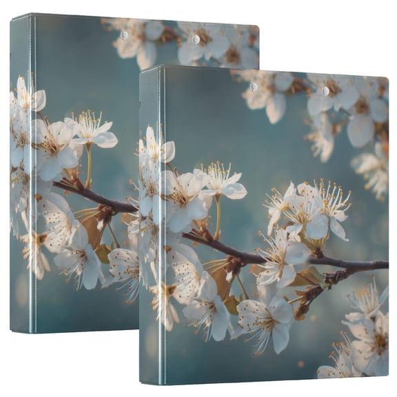 Spring Background Butterflies Kiss Flowers Round Ring Binder 3 Rings 1.5" Capacity File Storage for A4 Size 1 Pack
