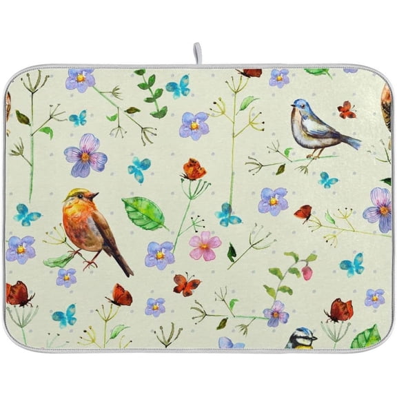 Spring Bamboo Dish Drying Mat for Kitchen Counter 18" x 24" inch - Absorbent Reversible Microfiber Dish Mat, Heat Resistant Drying Pad Dish Drainer Mats for Countertop - Green