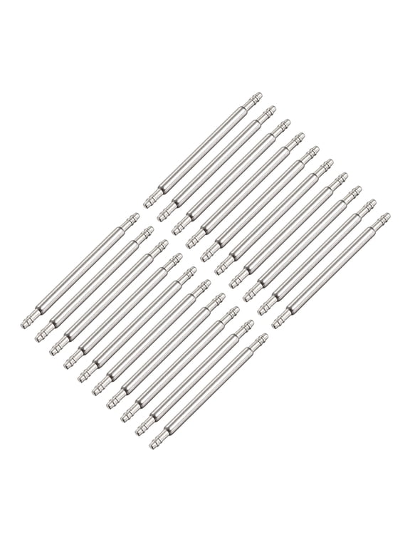 Spring Bar Pins Double Fringe Stainless Steel Watch Band Pins 20Pcs Silver 20mmx1.5mmx0.8mm