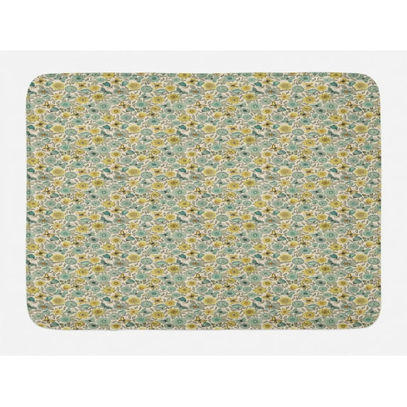 Spring Bath Mat, Tangled Design of Ornate Butterfly Wings and Floral Petals in Soft Pastel Colors, Plush Bathroom Decor Mat with Non Slip Backing, 29.5" X 17.5", Multicolor, by Ambesonne