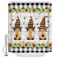 thumbnail image 1 of Spring Bee Gnomes Bathroom Shower Curtains with 12 Hooks Waterproof Shower Curtain for Stalls and Bathtubs Sunflowers Black Plaid Grey Wooden Decorative Bathroom Privacy Curtain 72x84 Inches, 1 of 9