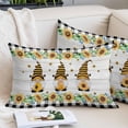 thumbnail image 1 of Spring Bee Gnomes Pillow Covers Queen, Sunflowers Black Plaid Grey Wooden Soft Brushed Microfiber Breathable Throw Pillow Covers, Pillowcase with Zipper for Couch Sofa Bedroom Living Room 20"x30", 1 of 9